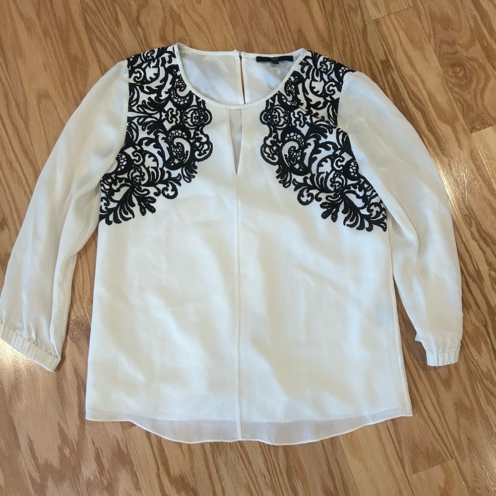 TIBI Silk Lace Pattern Blouse Size 6